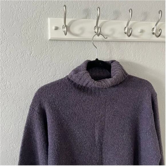 Vintage Eddie Bauer Purple Wool Knit Turtleneck Sweater - Picture 6 of 9